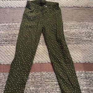 Green and White Poka Dot Leggings